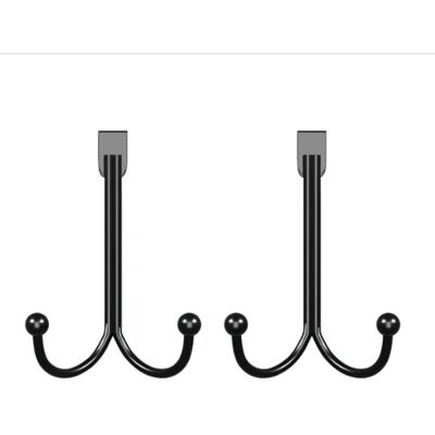 FORIOUS Ganchos Sencillos Para Puertas, No Requieren Instalación, Quedan Ocultos Tras La Puerta, Estilo Hierro Forjado, Ganchos Dobles, Color Negro, Paquete De 2 Unidades. FORIOUS Ganchos Sencillos Para Puertas, No Requieren Instalación, Quedan Ocultos Tras La Puerta, Estilo Hierro Forjado, Ganchos Dobles, Color Negro, Paquete De 2 Unidades.