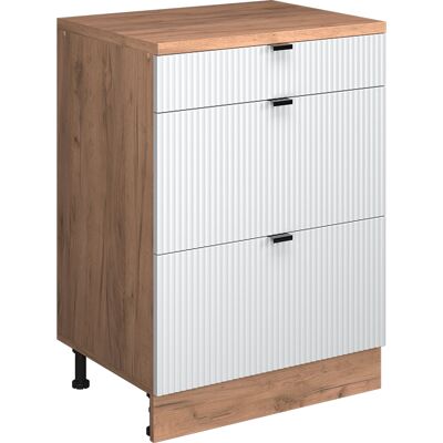 Cómoda De Ampliación Rion, Ondulación Blanca/roble Dorado, 60 X 46 Cm Sin Inclinación Con 3 Cajones, Vicco Cómoda De Ampliación Rion, Ondulación Blanca/roble Dorado, 60 X 46 Cm Sin Inclinación Con 3 Cajones, Vicco