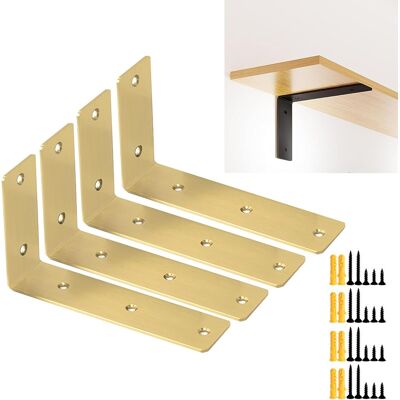 OEM Juego De 4 Soportes Para Estantes Flotantes, 17,5 Cm, Soportes De Esquina En Forma De L De 90° Para Muebles De Madera, Armarios Y Sillas (dorado) OEM Juego De 4 Soportes Para Estantes Flotantes, 17,5 Cm, Soportes De Esquina En Forma De L De 90° Para Muebles De Madera, Armarios Y Sillas (dorado)