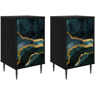 Mesa De Noche Wijhe 2 Uds. Roble Negro 36 X 33 X 61 Cm Vidaxl Mesa De Noche Wijhe 2 Uds. Roble Negro 36 X 33 X 61 Cm Vidaxl