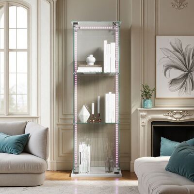 OEM Vitrina De Vidrio - Vitrina Led 3 Estantes - Vidrio Templado - Ruedas - Blanco 123x39x35 Cm OEM Vitrina De Vidrio - Vitrina Led 3 Estantes - Vidrio Templado - Ruedas - Blanco 123x39x35 Cm