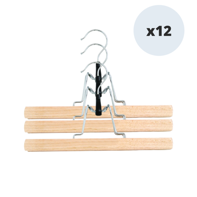MSV Juego de 12 perchas de madera Beige - Almacenamiento de ropa MSV Juego de 12 perchas de madera Beige - Almacenamiento de ropa