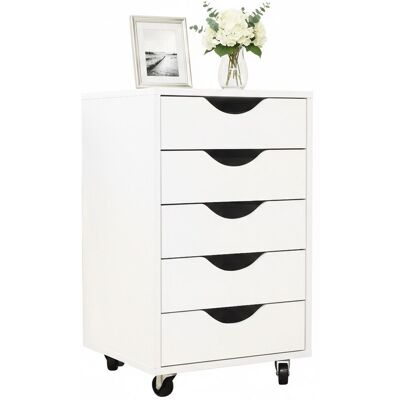 Cajonera Con Ruedas Relaxdays, 5 Cajones, Hbt: 66,5x40x40 Cm, Archivador Para Escritorio, Blanco Cajonera Con Ruedas Relaxdays, 5 Cajones, Hbt: 66,5x40x40 Cm, Archivador Para Escritorio, Blanco