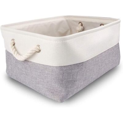 OEM Caja De Almacenamiento Grande De Tela, Cesta Rectangular Para Vestidor Con Asa Para Juguetes, Armario (plegable, Gris Y Blanco) OEM Caja De Almacenamiento Grande De Tela, Cesta Rectangular Para Vestidor Con Asa Para Juguetes, Armario (plegable, Gris Y Blanco)