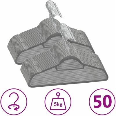 Vidaxl Juego De Perchas De Ropa 50 Uds Antideslizantes Terciopelo Gris Vidaxl Juego De Perchas De Ropa 50 Uds Antideslizantes Terciopelo Gris