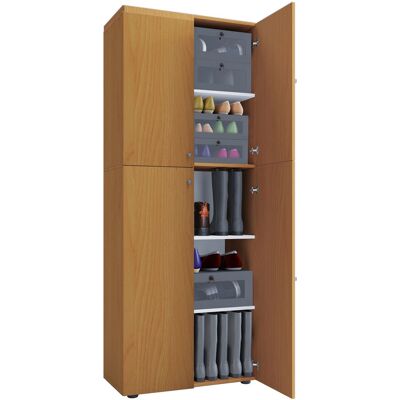 Gabinete de zapatos VCM Lona - 5 estantes, 4 puertas, marrón Gabinete de zapatos VCM Lona - 5 estantes, 4 puertas, marrón