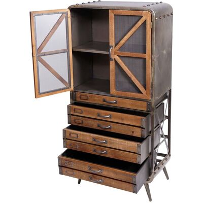 DÉCOSHOP26 Aparador Alto Mueble De Salón En Madera De Abeto Y Metal Diseño Industrial 128 X 60 X 33 Cm Marrón-negro 040005758 DÉCOSHOP26 Aparador Alto Mueble De Salón En Madera De Abeto Y Metal Diseño Industrial 128 X 60 X 33 Cm Marrón-negro 040005758