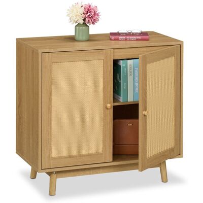 Relaxdays Aparador - Efecto Ratán, Madera, 75x80x40cm Relaxdays Aparador - Efecto Ratán, Madera, 75x80x40cm