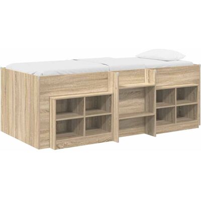 Marco De Cama Loft Con Armario Con Estante 3 Uds. Roble Sonoma Vidaxl Marco De Cama Loft Con Armario Con Estante 3 Uds. Roble Sonoma Vidaxl