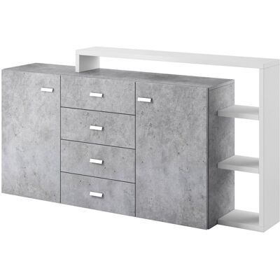 Arredamento1 - Cómoda Lutiva 106, Blanco + Hormigón, Con Cajones Y Puertas, Número De Cajones: 0, 97x180x37cm Arredamento1 - Cómoda Lutiva 106, Blanco + Hormigón, Con Cajones Y Puertas, Número De Cajones: 0, 97x180x37cm