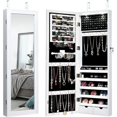 Costway Armario Para Joyas 108 X 37 X 9,5 Cm Con 2 Luces Led Espejo De Cuerpo Entero Y Cajones Joyero Para Maquillarse (blanco) Costway Armario Para Joyas 108 X 37 X 9,5 Cm Con 2 Luces Led Espejo De Cuerpo Entero Y Cajones Joyero Para Maquillarse (blanco)