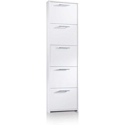 Zapatero Blanco de Madera Kiamami Valentina - Ahorra Espacio, 5 Puertas Zapatero Blanco de Madera Kiamami Valentina - Ahorra Espacio, 5 Puertas