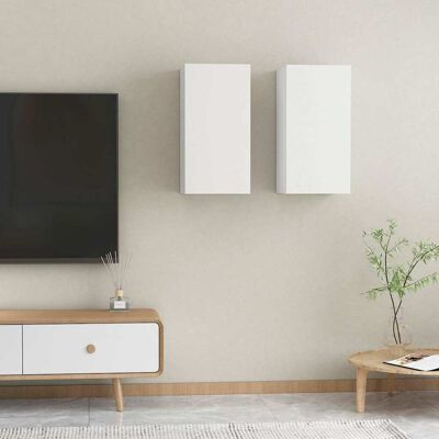 Set de muebles de TV colgantes blancos vidaXL - 2 piezas, 30,5x30x60 cm Set de muebles de TV colgantes blancos vidaXL - 2 piezas, 30,5x30x60 cm