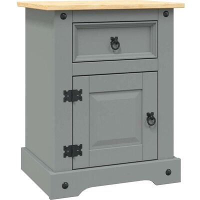 DÉCOSHOP26 Mesita De Noche Con Cajón Y Compartimento Con Puerta 53 X 39 X 66 Cm Madera Maciza De Pino Gris Dec033933 DÉCOSHOP26 Mesita De Noche Con Cajón Y Compartimento Con Puerta 53 X 39 X 66 Cm Madera Maciza De Pino Gris Dec033933