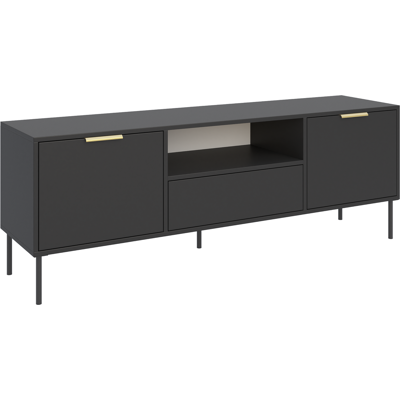Selsey Vena – Mueble Tv 2 Puertas Con Cajón Y Hueco – Negro – 160 Cm Selsey Vena – Mueble Tv 2 Puertas Con Cajón Y Hueco – Negro – 160 Cm