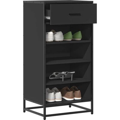 Estante para zapatos de madera de ingeniería negra vidaXL - Almacenamiento de calzado Estante para zapatos de madera de ingeniería negra vidaXL - Almacenamiento de calzado
