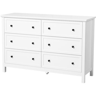 Cómoda De 6 Cajones De Madera 39,6 X 120,1 X 78,7 Cm Con Sistema De Deslizamiento Y Dispositivo Antivuelco, Diseño Retro Minimalista Ideal Para Sala De Estar, Pasillo Y Entrada, Color Blanco - Mophorn Cómoda De 6 Cajones De Madera 39,6 X 120,1 X 78,7 Cm Con Sistema De Deslizamiento Y Dispositivo Antivuelco, Diseño Retro Minimalista Ideal Para Sala De Estar, Pasillo Y Entrada, Color Blanco - Mophorn