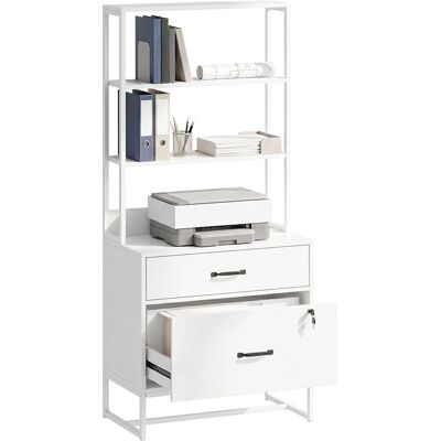 Homcom Cajonera Escritorio Con Estantería, Mueble Archivador Con 2 Cajones, Encimera Para Impresora, Cerradura, Para A4 Letter Legal, Blanco Homcom Cajonera Escritorio Con Estantería, Mueble Archivador Con 2 Cajones, Encimera Para Impresora, Cerradura, Para A4 Letter Legal, Blanco
