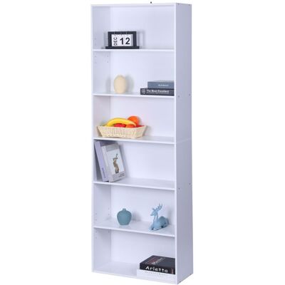 Estantería Relaxdays · 178,5×60×24 Cm · 6 Huecos · Baldas Ajustables · Para Salón · Blanca Estantería Relaxdays · 178,5×60×24 Cm · 6 Huecos · Baldas Ajustables · Para Salón · Blanca