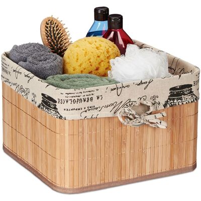 RELAXDAYS 3 Cestos Almacenamiento Bambú Y Poliéster 20x31x31 Cm, Cestas Con Asa Metálica, Cajas Estantería, Natural Y Crema RELAXDAYS 3 Cestos Almacenamiento Bambú Y Poliéster 20x31x31 Cm, Cestas Con Asa Metálica, Cajas Estantería, Natural Y Crema