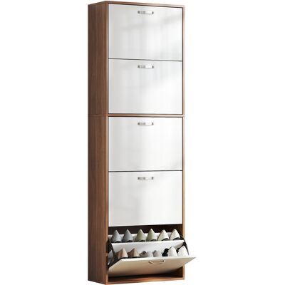 IROVAMI Zapatero, Mueble De Almacenamiento De Zapatos, Diseño Contemporáneo, 5 Puertas Plegables, Bicolor Blanco, Marrón Oscuro, Imitación De Madera IROVAMI Zapatero, Mueble De Almacenamiento De Zapatos, Diseño Contemporáneo, 5 Puertas Plegables, Bicolor Blanco, Marrón Oscuro, Imitación De Madera