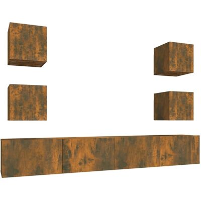 HELLOSHOP26 Conjunto De Muebles Armario Aparador Tv Televisión Salón Dormitorio 6 Piezas Roble Ahumado Madera Contrachapada Marrón 020025103 HELLOSHOP26 Conjunto De Muebles Armario Aparador Tv Televisión Salón Dormitorio 6 Piezas Roble Ahumado Madera Contrachapada Marrón 020025103
