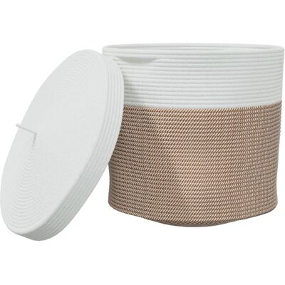 Cesta De Almacenaje Con Tapa Algodón Marrón Y Blanco Ø40x35 Cm Vidaxl Cesta De Almacenaje Con Tapa Algodón Marrón Y Blanco Ø40x35 Cm Vidaxl