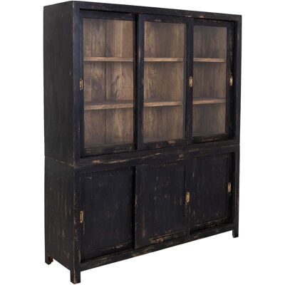 WANDERLUST DECO Vitrina De Madera Artesanal Negra 160x45x190h Cm WANDERLUST DECO Vitrina De Madera Artesanal Negra 160x45x190h Cm