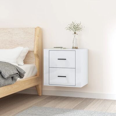 vidaXL Gabinete de noche de pared blanco brillante - Mesita de noche vidaXL Gabinete de noche de pared blanco brillante - Mesita de noche