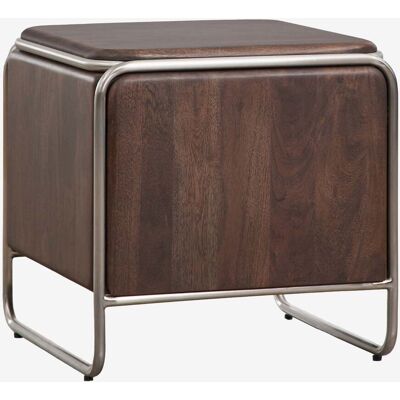 Mesita De Noche 45x45 Cm En Madera De Acacia Y Acero Inoxidable Altrex Sklum Mesita De Noche 45x45 Cm En Madera De Acacia Y Acero Inoxidable Altrex Sklum