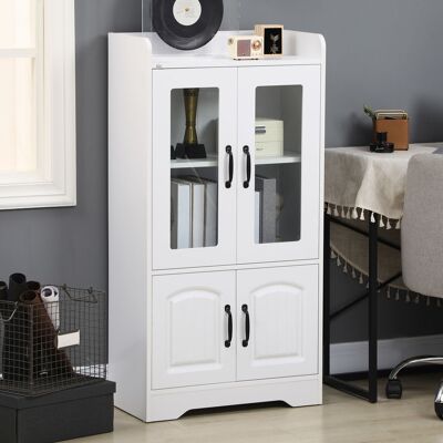 LIIYIELA Vitrina De Salón Estantería Librería Con Puertas De Vidrio Estante Ajustable Bisagras De Cierre Suave 60x30x116cm Blanco LIIYIELA Vitrina De Salón Estantería Librería Con Puertas De Vidrio Estante Ajustable Bisagras De Cierre Suave 60x30x116cm Blanco