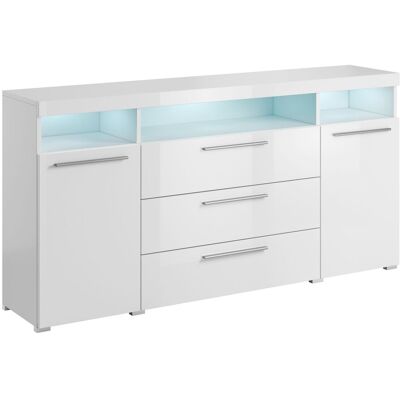 Arredamento1 - Cómoda Torvire 109, Blanco + Blanco Brillante, Con Cajones Y Puertas, Número De Cajones: 0, 92x182x39cm Arredamento1 - Cómoda Torvire 109, Blanco + Blanco Brillante, Con Cajones Y Puertas, Número De Cajones: 0, 92x182x39cm