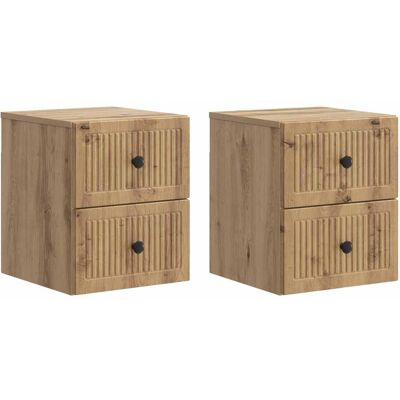 Mesita De Noche De Pared 2 Uds. Roble Artisan 33 X 34,5 X 40 Cm Vidaxl Mesita De Noche De Pared 2 Uds. Roble Artisan 33 X 34,5 X 40 Cm Vidaxl
