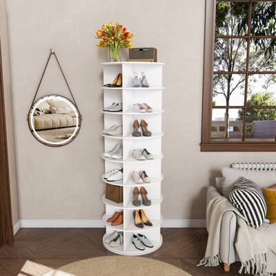 OKWISH Mueble Para Zapatos Giratorio 8 Niveles,32 Pares, Ahorra Espacio, En Pvc, Blanco, 60x60x184 Cm OKWISH Mueble Para Zapatos Giratorio 8 Niveles,32 Pares, Ahorra Espacio, En Pvc, Blanco, 60x60x184 Cm