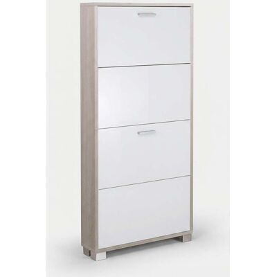 SARMOG Zapatero Ahorraespacio De 4 Puertas Abatibles Quadrante - Olmo - Blanco SARMOG Zapatero Ahorraespacio De 4 Puertas Abatibles Quadrante - Olmo - Blanco