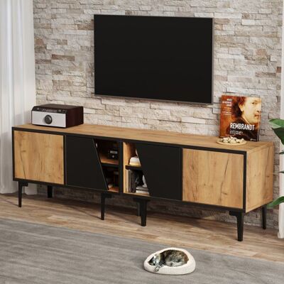 OEM Mueble De Tv - Modelo 160 Cm - 4 Puertas - 4 Compartimentos - Acabado En Madera Natural OEM Mueble De Tv - Modelo 160 Cm - 4 Puertas - 4 Compartimentos - Acabado En Madera Natural