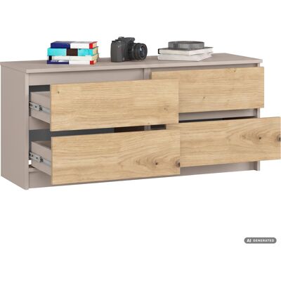 AKORD Cómoda K120 Cachemira 120 Cm 4 Cajones Con Frente Color Roble Artisan 120x40x55 Cm AKORD Cómoda K120 Cachemira 120 Cm 4 Cajones Con Frente Color Roble Artisan 120x40x55 Cm