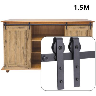 Axhup - Mini Herraje Puerta Corredera Kit, 150cm Kit De Rieles Deslizantes Para Puerta Doble De Gabinete De Tv Aparador, Negro Axhup - Mini Herraje Puerta Corredera Kit, 150cm Kit De Rieles Deslizantes Para Puerta Doble De Gabinete De Tv Aparador, Negro
