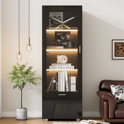 KELLANY Vitrinas De Alto Brillo Negro Con Puerta De Acrílico, Vitrina De Acrílico Iluminada Con Led, Vitrinas Para Coleccionistas, Armarios Para Perfumes, Estanterías Y Vitrina De Acrílico Con Puertas De Alto KELLANY Vitrinas De Alto Brillo Negro Con Puerta De Acrílico, Vitrina De Acrílico Iluminada Con Led, Vitrinas Para Coleccionistas, Armarios Para Perfumes, Estanterías Y Vitrina De Acrílico Con Puertas De Alto