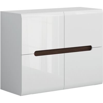 PETITS-MEUBLES Bufé 4 puertas Darrel lacado blanco y madera PETITS-MEUBLES Bufé 4 puertas Darrel lacado blanco y madera
