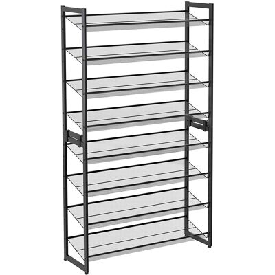 HELLOSHOP26 Zapatero De 8 Niveles Juego De 2 Zapateros 92,5 X 30,7 X 163,5 Cm Apilable De 4 Niveles Estante De Almacenamiento De Metal Estantes Ajustables Negro 120000522 HELLOSHOP26 Zapatero De 8 Niveles Juego De 2 Zapateros 92,5 X 30,7 X 163,5 Cm Apilable De 4 Niveles Estante De Almacenamiento De Metal Estantes Ajustables Negro 120000522