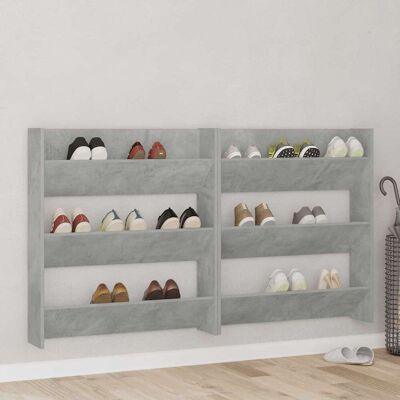 Vidaxl - Zapatero De Pared Madera Contrachapada Gris Hormigón 80x18x90cm Vidaxl - Zapatero De Pared Madera Contrachapada Gris Hormigón 80x18x90cm