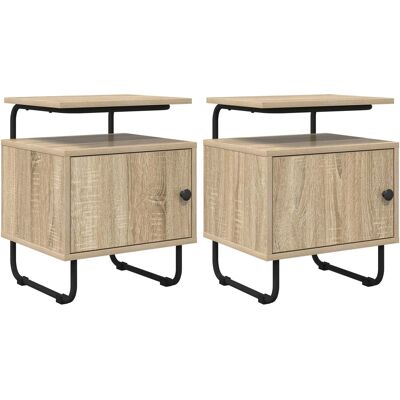 Mesa De Noche 2 Uds. Roble Sonoma Madera De Ingeniería Vidaxl Mesa De Noche 2 Uds. Roble Sonoma Madera De Ingeniería Vidaxl
