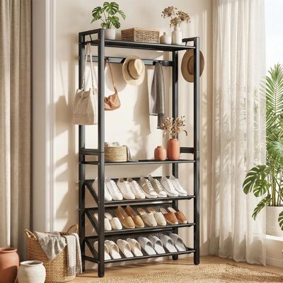 LZBARGON Zapatero De 5 Niveles Con Percha, Organizador De Entrada, Ideal Para Pasillos Y Dormitorios. LZBARGON Zapatero De 5 Niveles Con Percha, Organizador De Entrada, Ideal Para Pasillos Y Dormitorios.