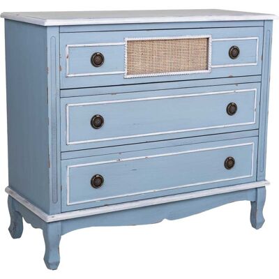 Cómoda de madera azul Wanderlust - 3 cajones, 90x38x80 cm Cómoda de madera azul Wanderlust - 3 cajones, 90x38x80 cm