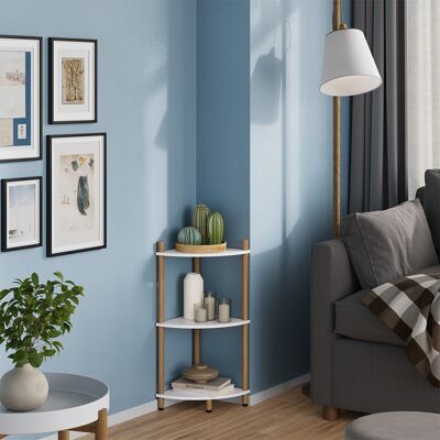 Estante De Esquina Bivio, Blanco/pino, 29 X 72 Cm Con 3 Compartimentos, Vicco Estante De Esquina Bivio, Blanco/pino, 29 X 72 Cm Con 3 Compartimentos, Vicco