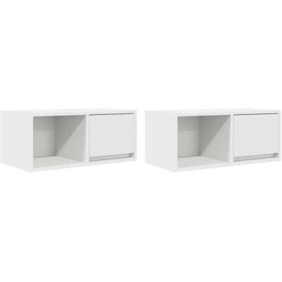 HELLOSHOP26 Conjunto De 2 Elegantes Muebles De Pared Para Tv Con Almacenamiento 60 X 31 X 25,5 Cm Madera De Ingeniería Blanca 020051627 HELLOSHOP26 Conjunto De 2 Elegantes Muebles De Pared Para Tv Con Almacenamiento 60 X 31 X 25,5 Cm Madera De Ingeniería Blanca 020051627