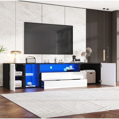 HAVRYA Mueble Tv Led Con Cajones Y Vidrio Para Salón Moderno Okmyhome HAVRYA Mueble Tv Led Con Cajones Y Vidrio Para Salón Moderno Okmyhome