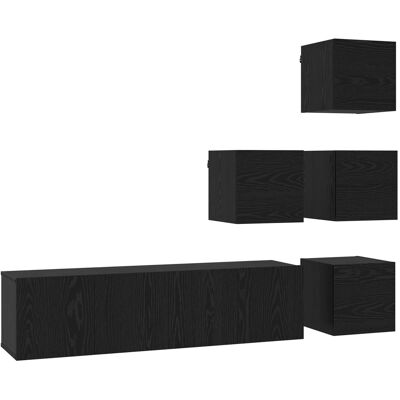 Conjunto De Mueble De Tv 6 Uds. Roble Negro Vidaxl Conjunto De Mueble De Tv 6 Uds. Roble Negro Vidaxl