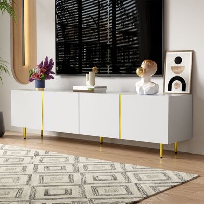 OEM Mueble De Tv Lacado En Blanco, 4 Puertas, Estilo Moderno Y Minimalista, Mueble De Salón, 170 X 35 X 46 Cm OEM Mueble De Tv Lacado En Blanco, 4 Puertas, Estilo Moderno Y Minimalista, Mueble De Salón, 170 X 35 X 46 Cm